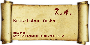 Kriszhaber Andor névjegykártya